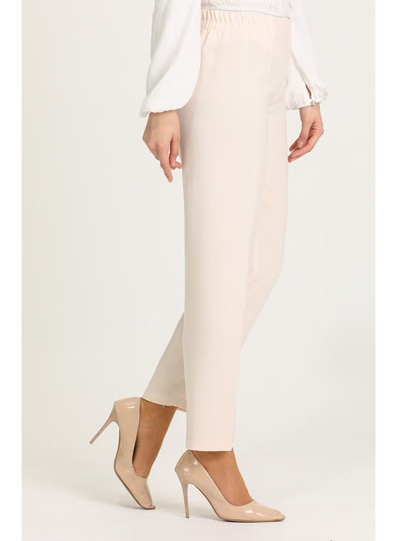 Sefa Merve Elastic Waist Trousers 1983D-02 Cream - Image 3